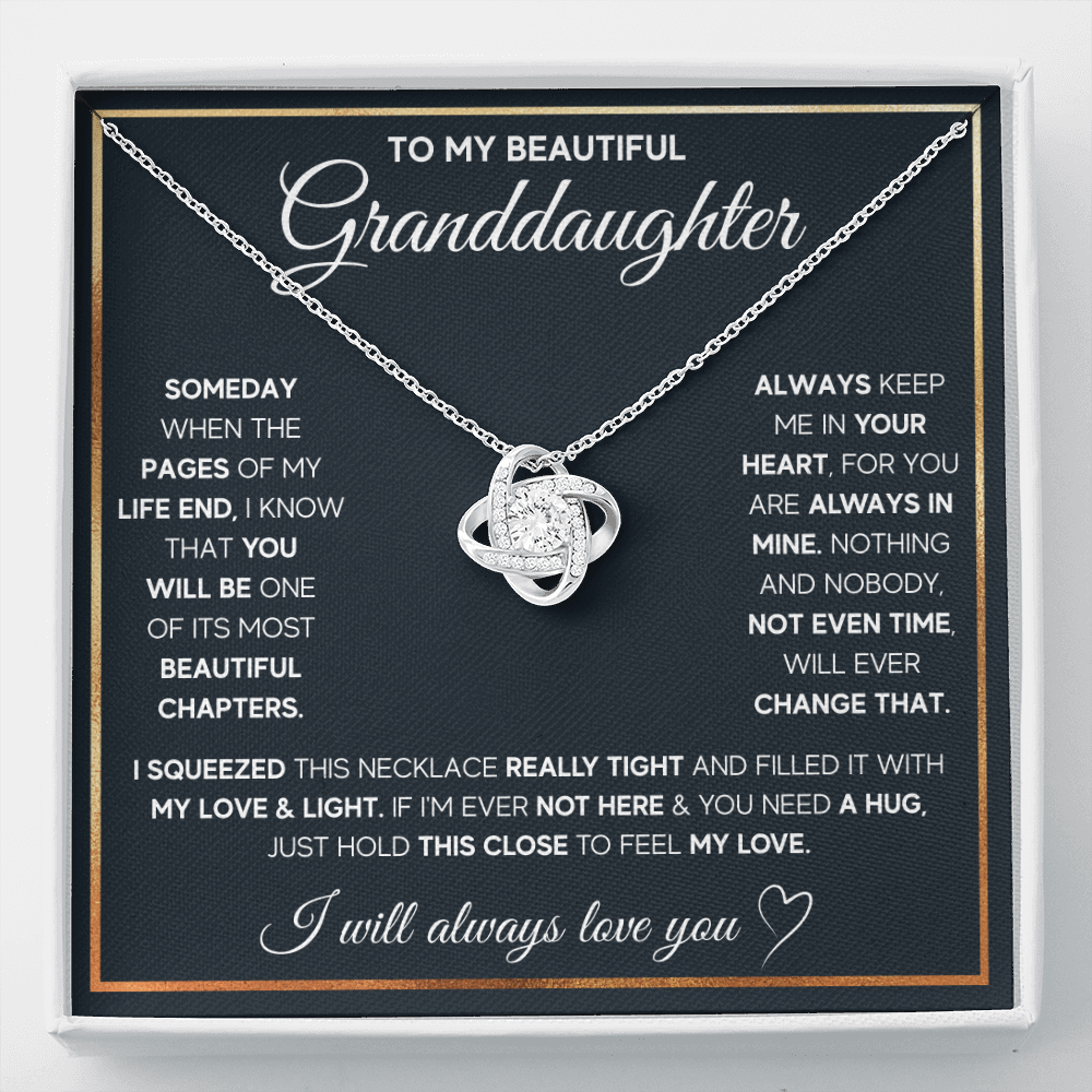 TO MY GRANDDAUGHTER SQUEEZED LOVE KNOT NECKLACE GIFT SET