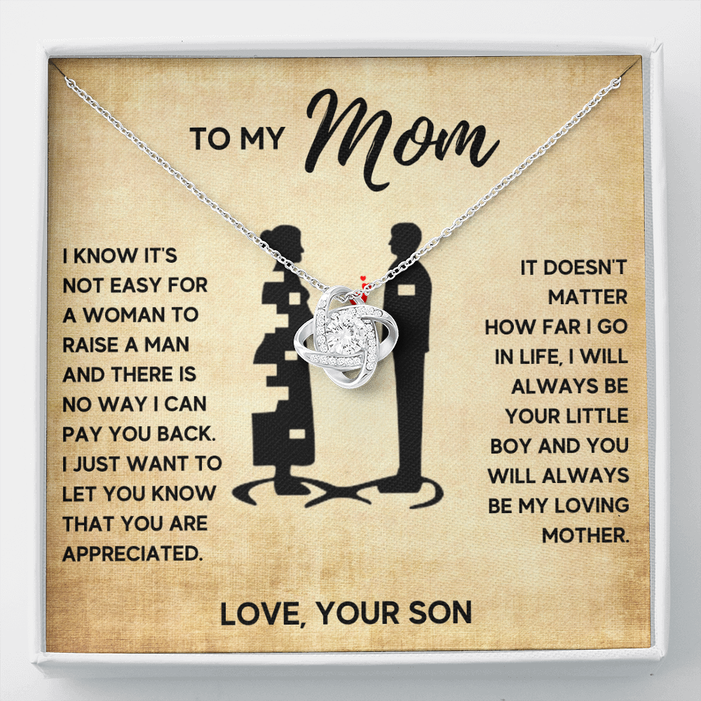 TO MY MOM LITTLE BOY LOVE KNOT NECKLACE GIFT SET