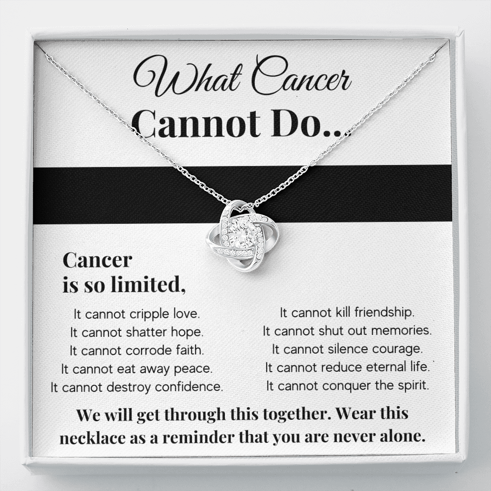 WHAT CANCER CANNOT DO LOVE KNOT NECKLACE GIFT SET