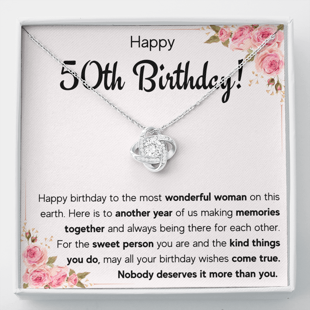 50TH BIRTHDAY MEMORIES LOVE KNOT NECKLACE GIFT SET