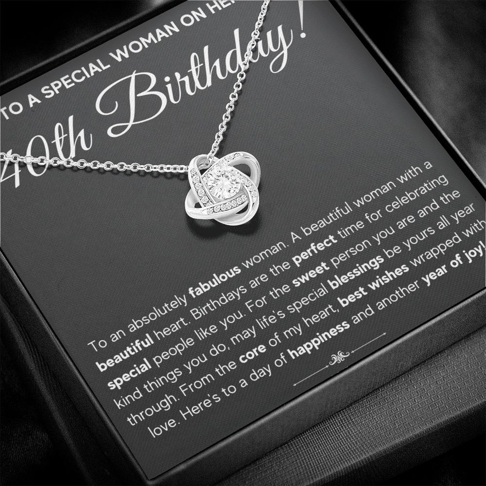 40TH BIRTHDAY FABULOUS LOVE KNOT NECKLACE GIFT SET