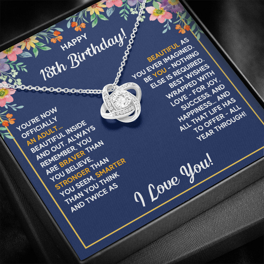 18TH BIRTHDAY WRAPPED LOVE KNOT NECKLACE GIFT SET
