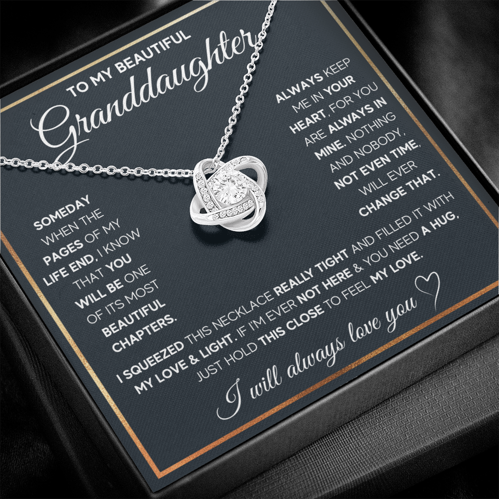 TO MY GRANDDAUGHTER SQUEEZED LOVE KNOT NECKLACE GIFT SET