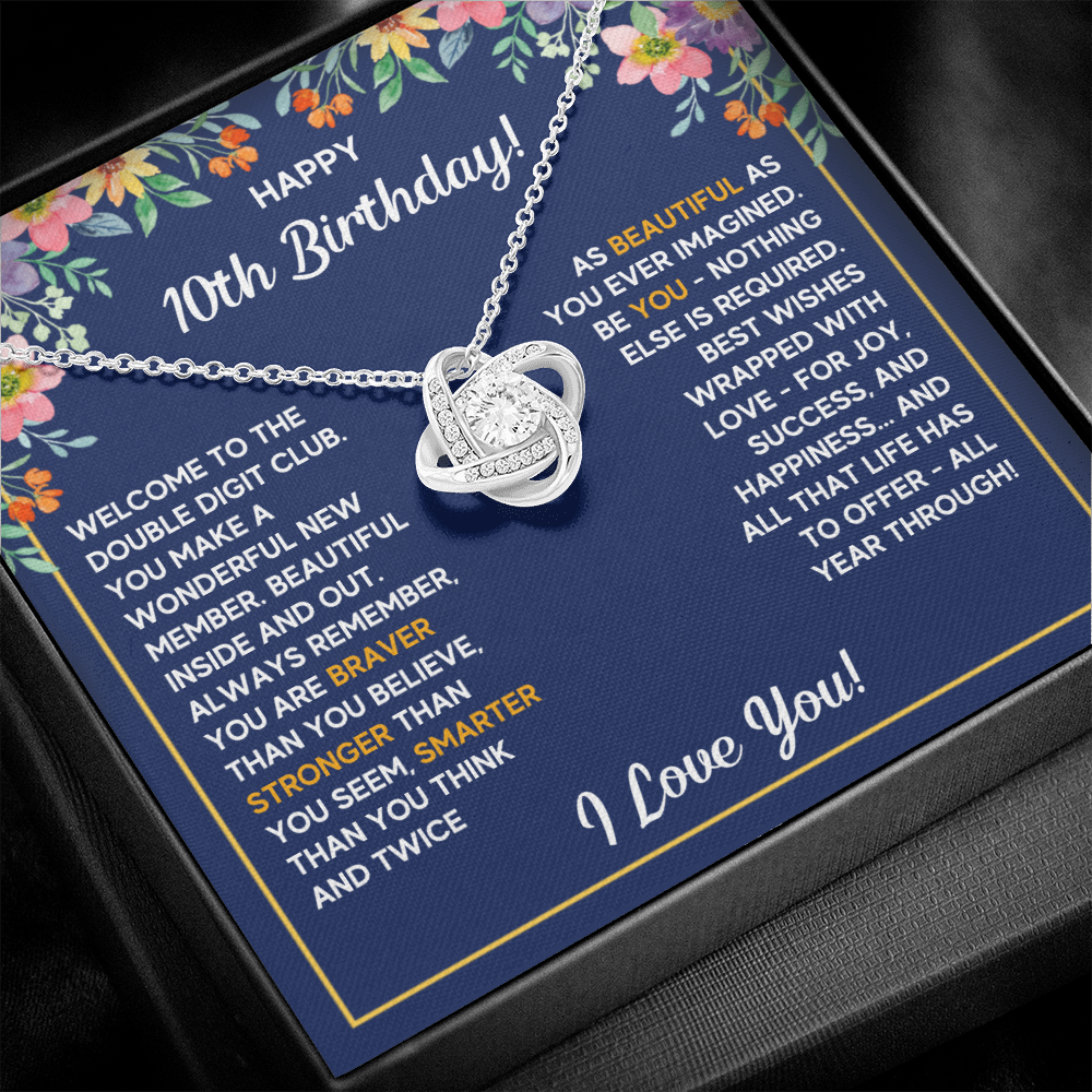 10TH BIRTHDAY LOVE KNOT NECKLACE GIFT SET