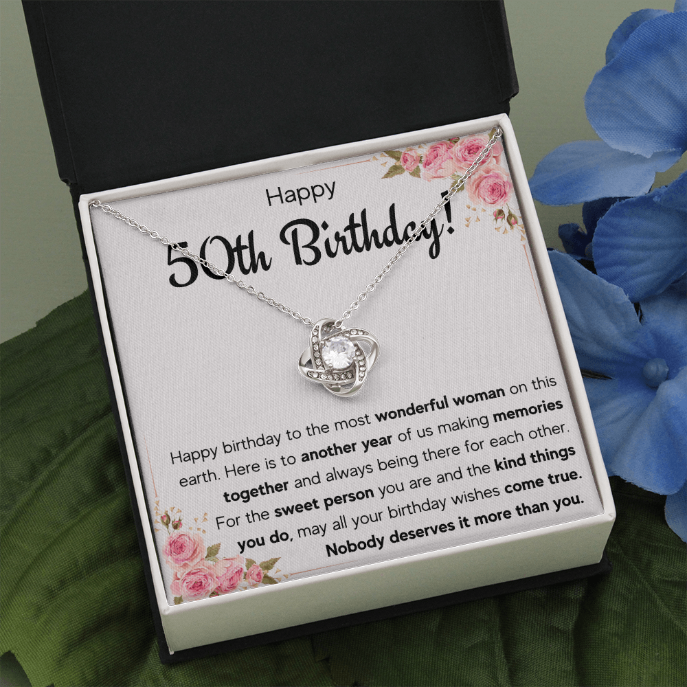50TH BIRTHDAY MEMORIES LOVE KNOT NECKLACE GIFT SET