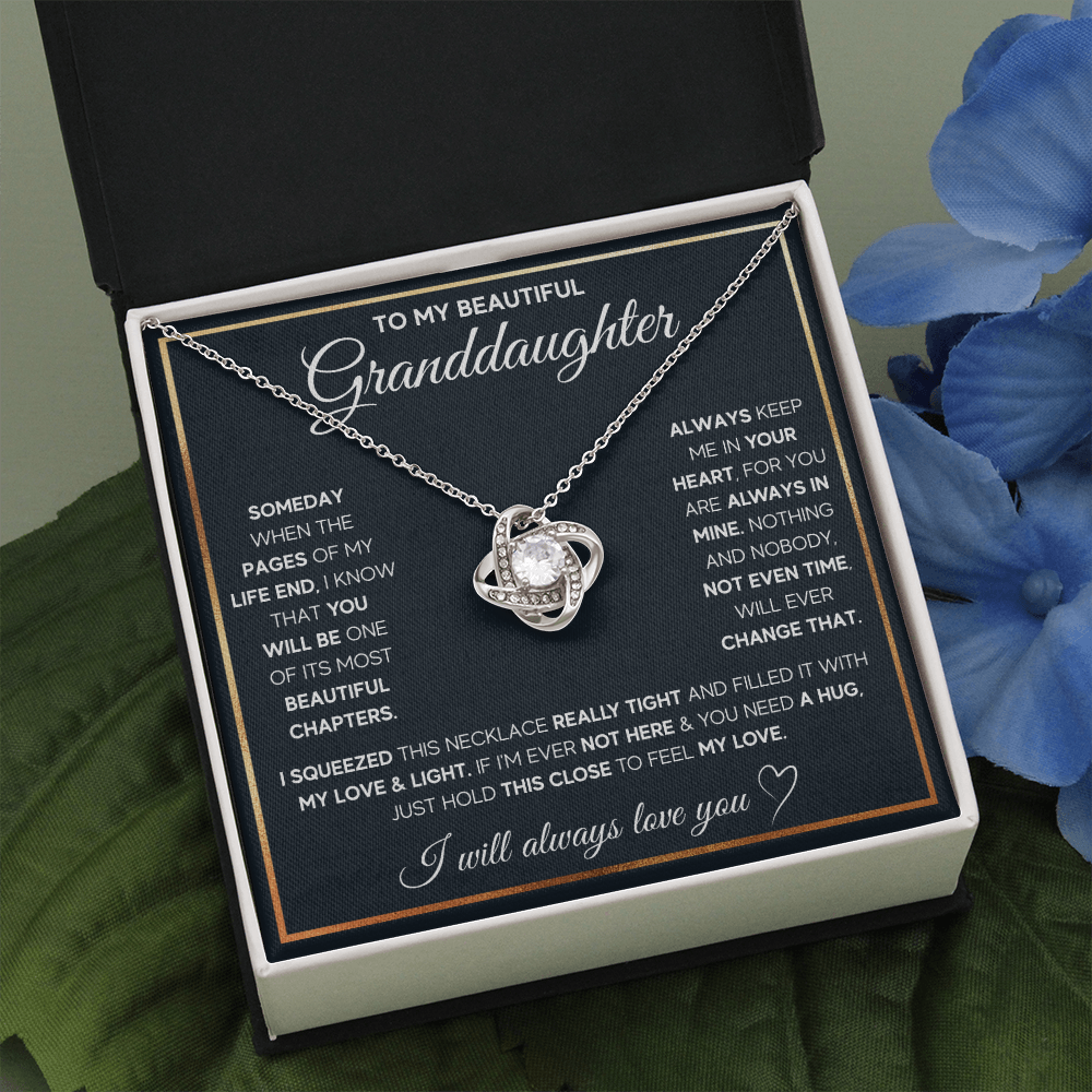 TO MY GRANDDAUGHTER SQUEEZED LOVE KNOT NECKLACE GIFT SET