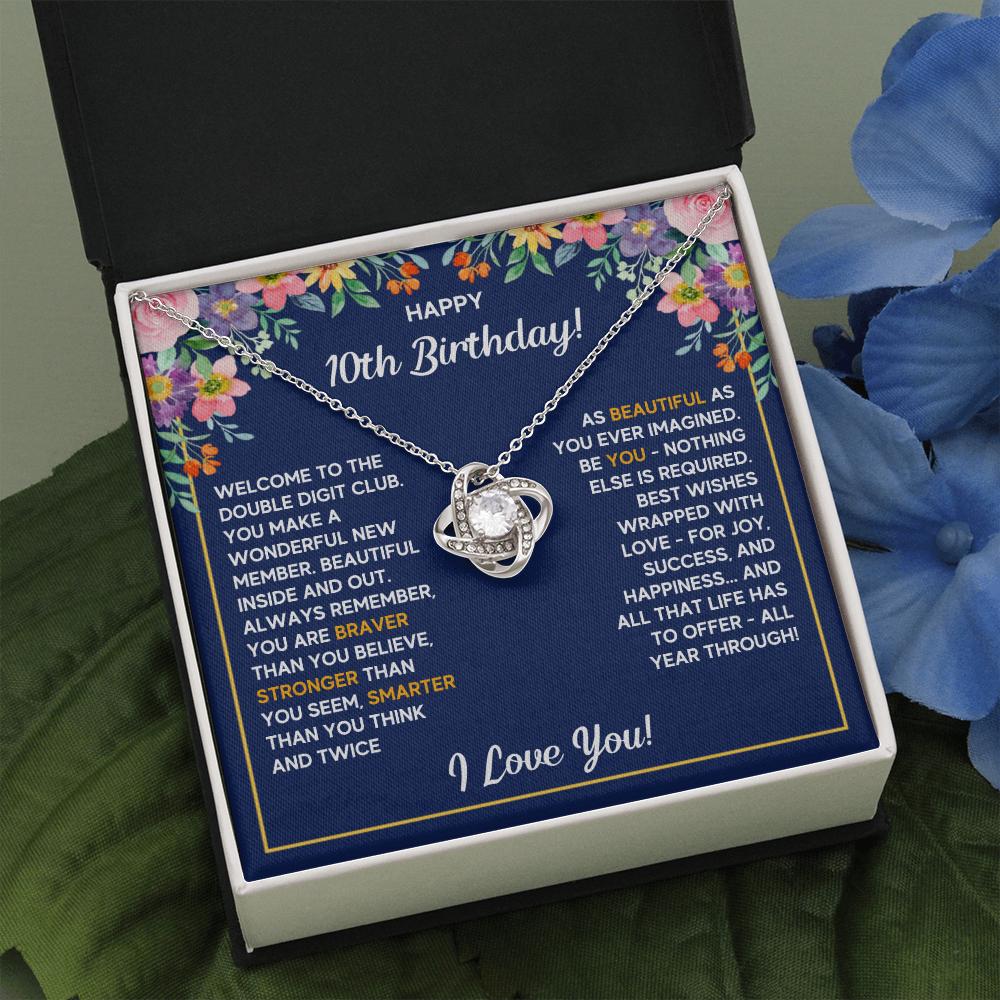 10TH BIRTHDAY LOVE KNOT NECKLACE GIFT SET