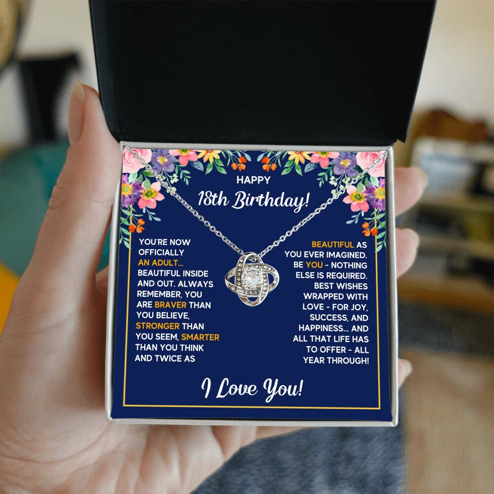 18TH BIRTHDAY WRAPPED LOVE KNOT NECKLACE GIFT SET