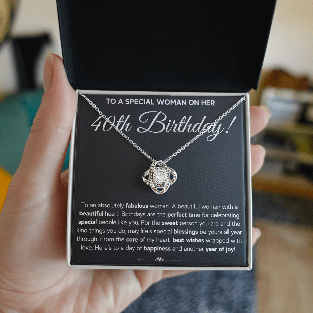 40TH BIRTHDAY FABULOUS LOVE KNOT NECKLACE GIFT SET
