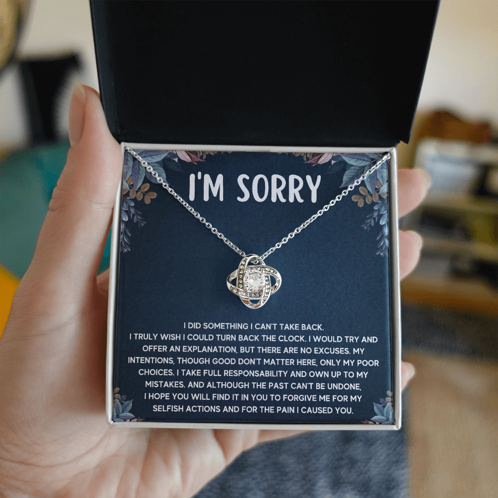 I'M SORRY POOR CHOICES LOVE KNOT NECKLACE GIFT SET
