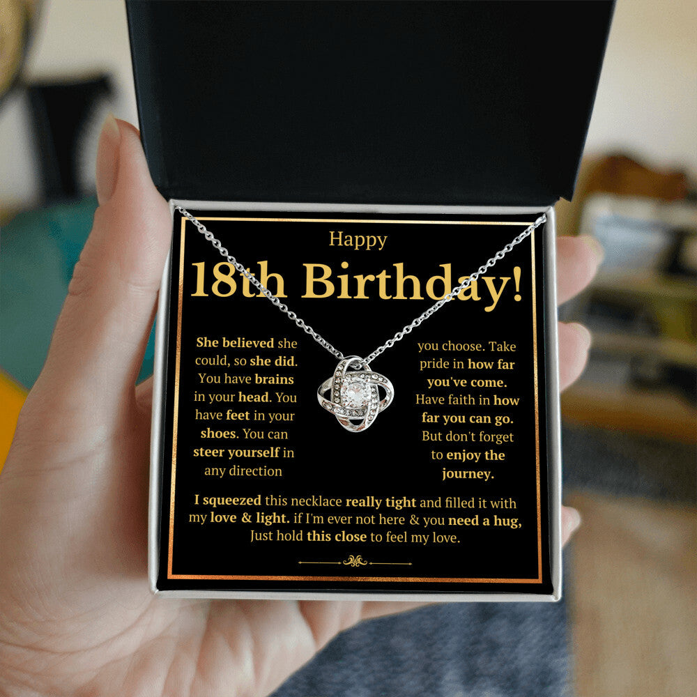 18TH BIRTHDAY SQUEEZED LOVE KNOT NECKLACE GIFT SET