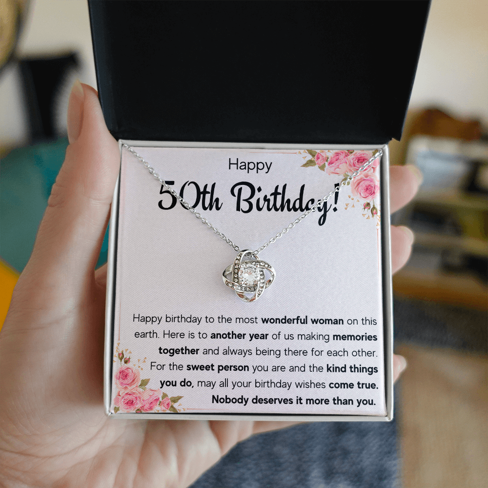 50TH BIRTHDAY MEMORIES LOVE KNOT NECKLACE GIFT SET