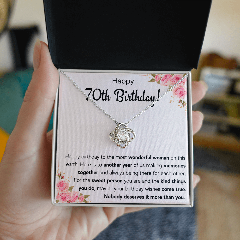 70TH BIRTHDAY MEMORIES LOVE KNOT NECKLACE GIFT SET
