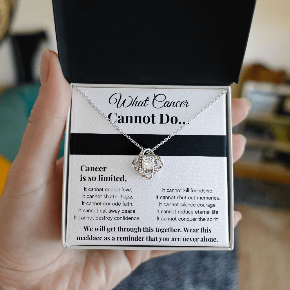 WHAT CANCER CANNOT DO LOVE KNOT NECKLACE GIFT SET