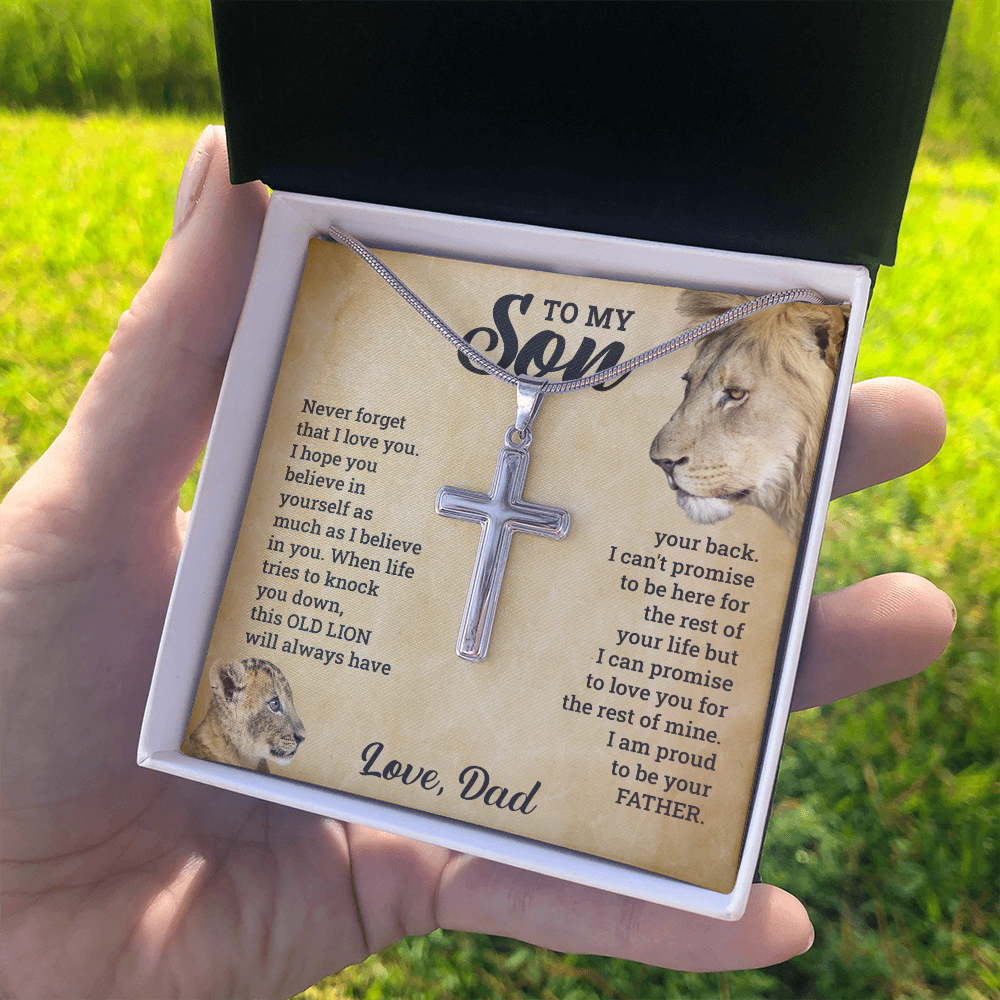 TO MY SON THIS OLD LION NECKLACE GIFT SET