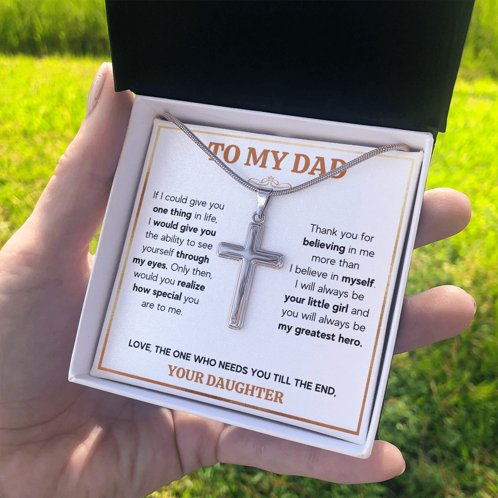 TO MY DAD TILL THE END CROSS NECKLACE GIFT SET