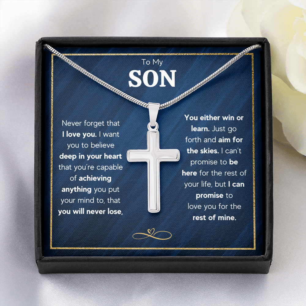 TO MY SON SKIES CROSS NECKLACE GIFT SET