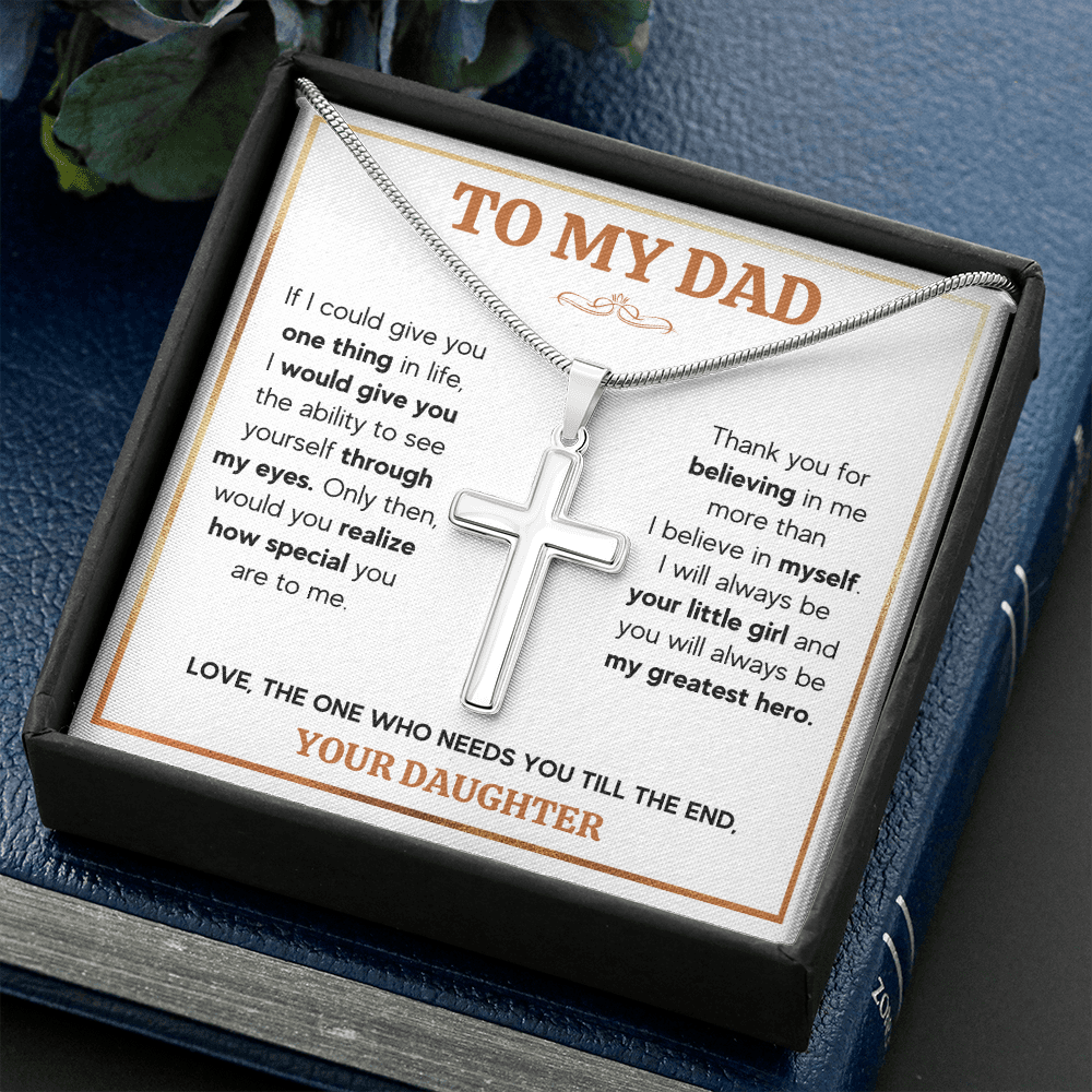 TO MY DAD TILL THE END CROSS NECKLACE GIFT SET