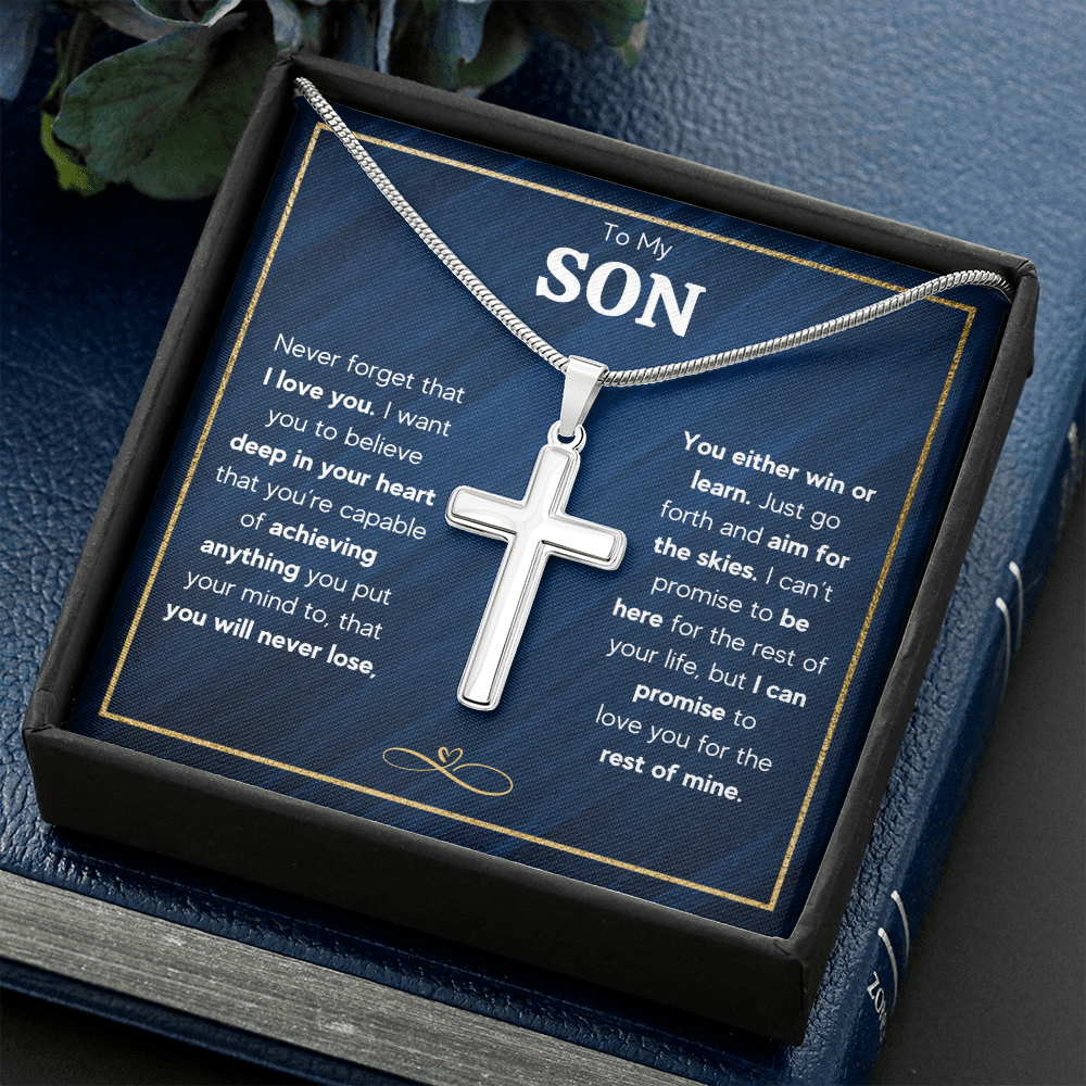 TO MY SON SKIES CROSS NECKLACE GIFT SET
