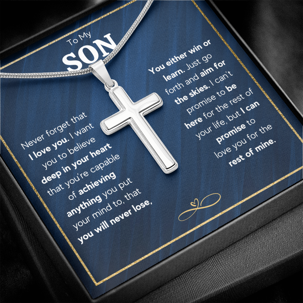 TO MY SON SKIES CROSS NECKLACE GIFT SET