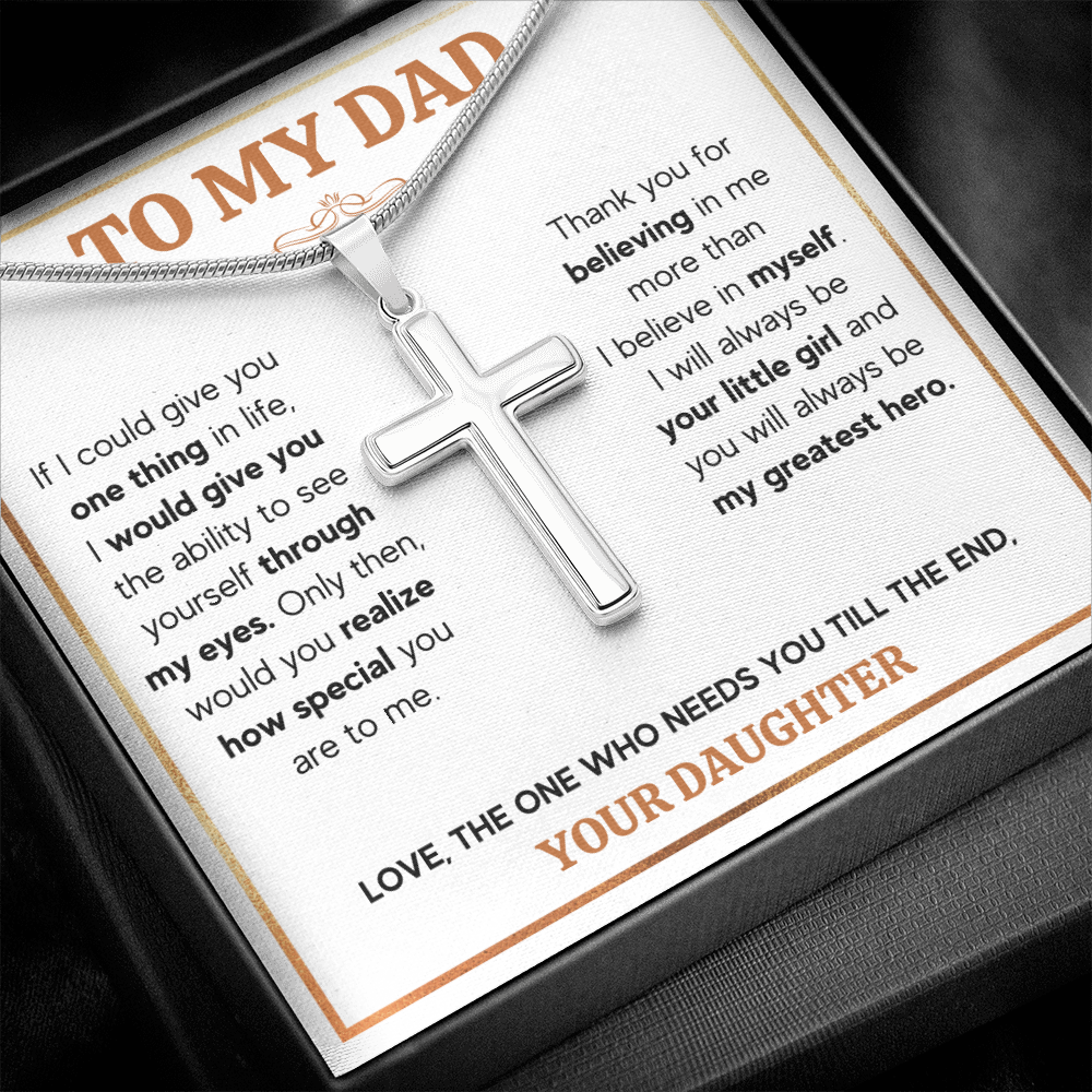 TO MY DAD TILL THE END CROSS NECKLACE GIFT SET
