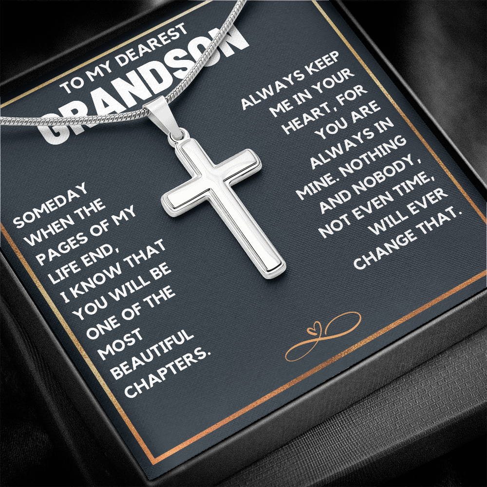 TO MY DEAREST GRANDSON CHAPTERS CROSS NECKLACE GIFT SET
