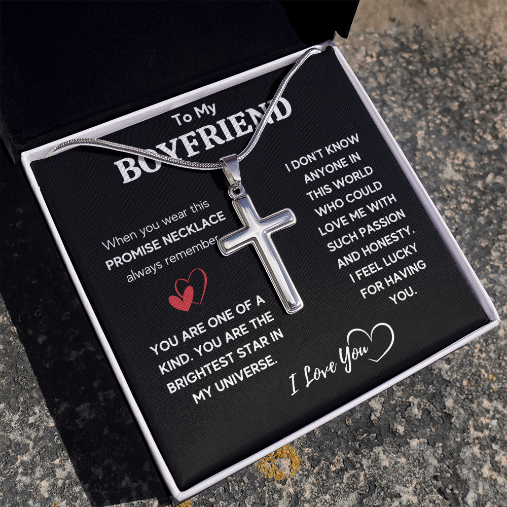 TO MY BOYFRIEND UNIVERSE CROSS NECKLACE GIFT SET