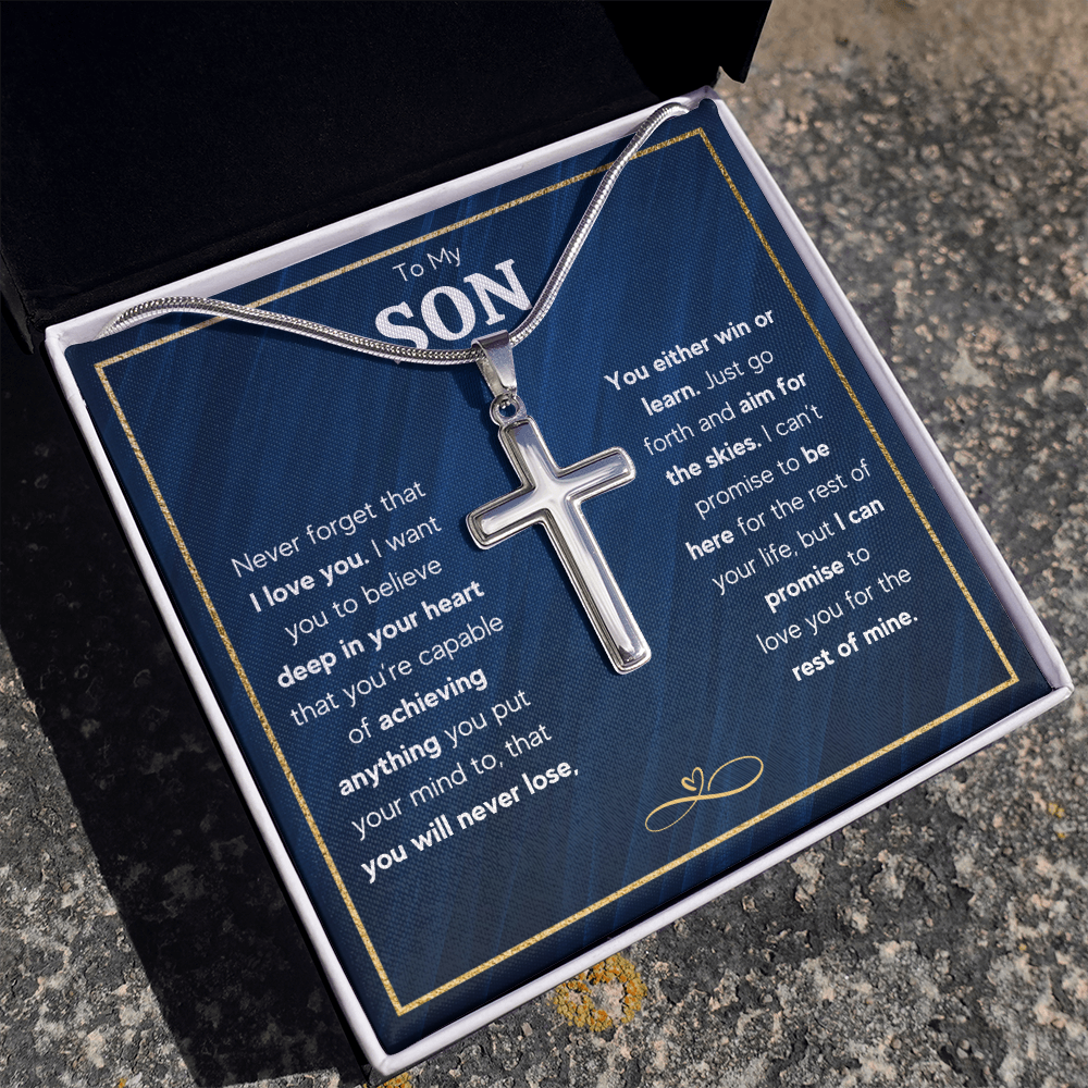 TO MY SON SKIES CROSS NECKLACE GIFT SET