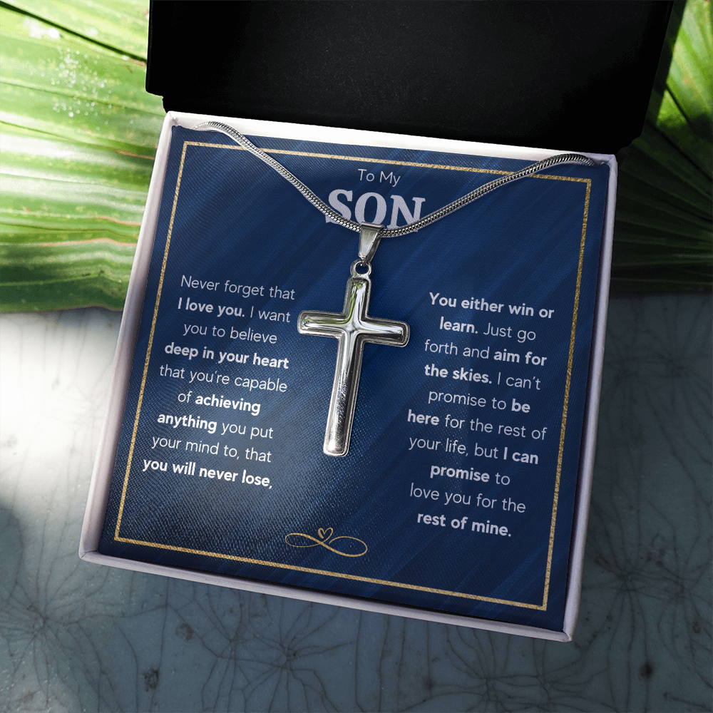TO MY SON SKIES CROSS NECKLACE GIFT SET