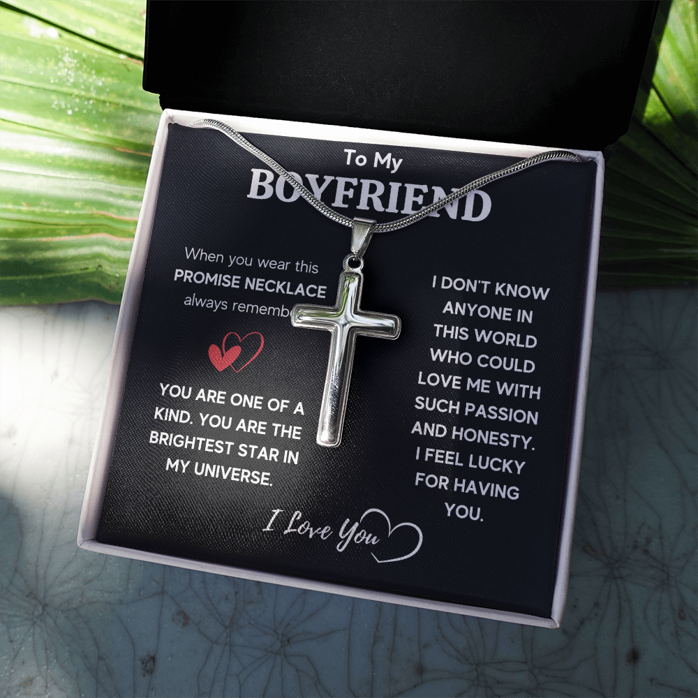 TO MY BOYFRIEND UNIVERSE CROSS NECKLACE GIFT SET