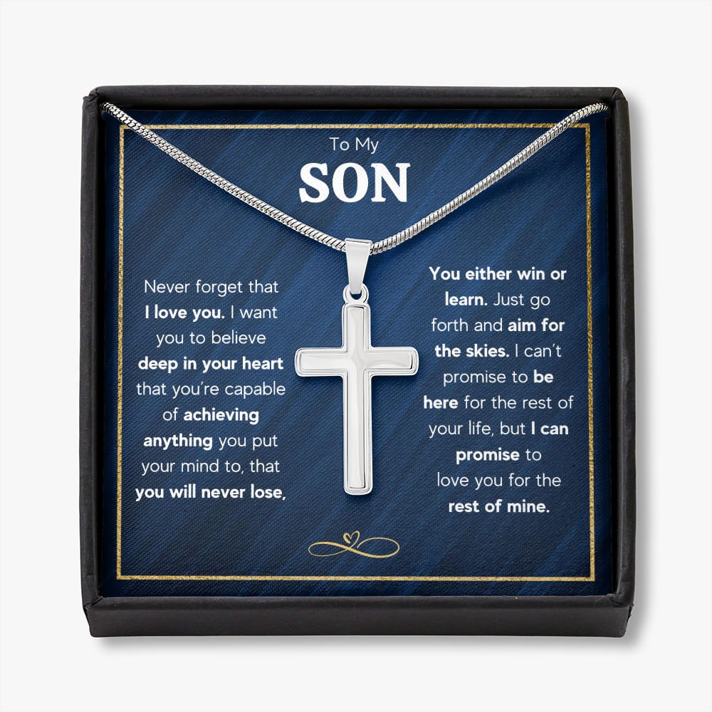 TO MY SON SKIES CROSS NECKLACE GIFT SET