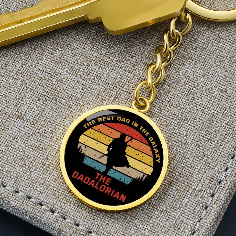 The Dadalorian, High Quality Circle Pendant Keychain, Engravable, Gift for Dad
