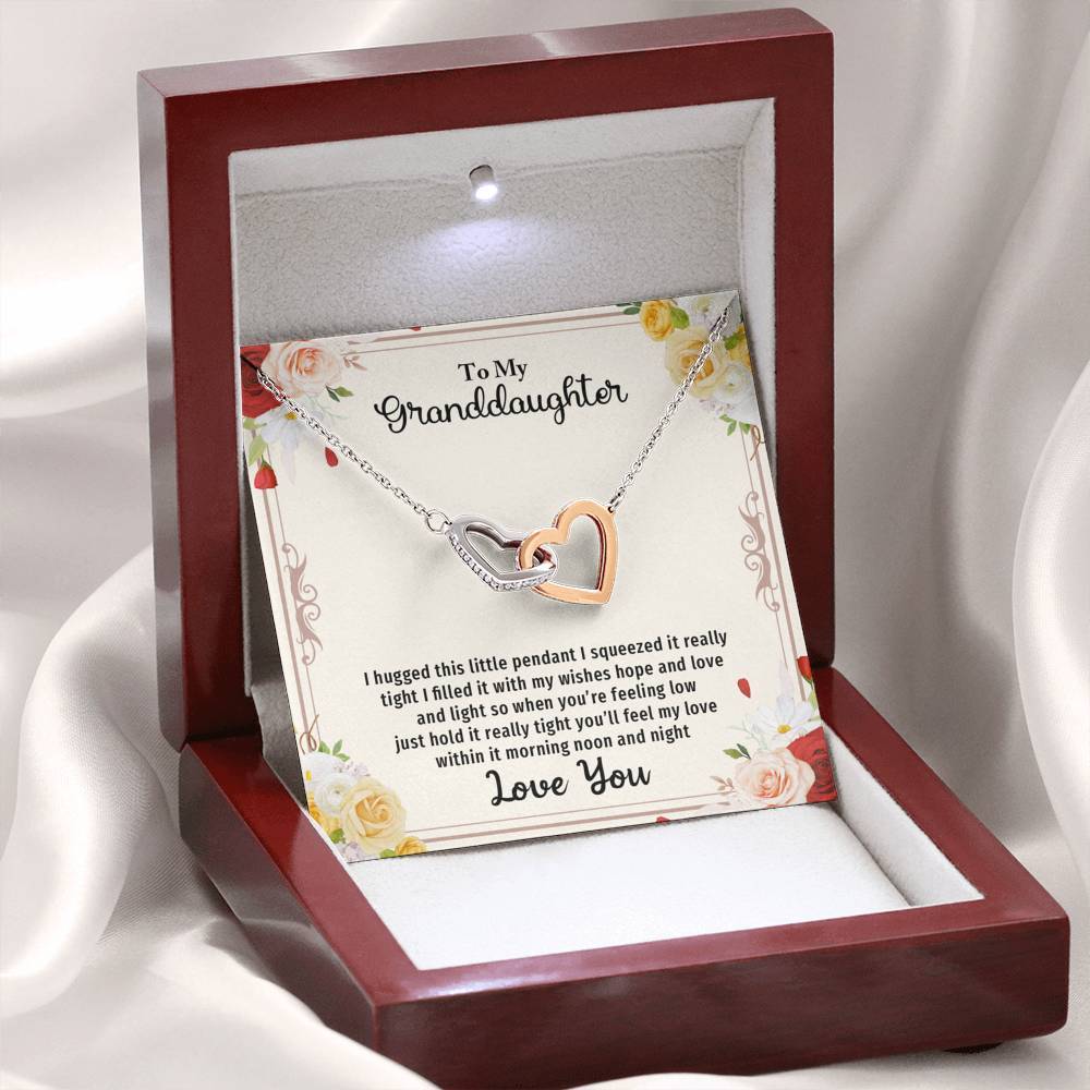Granddaughter, I Hugged This Little Pendant, Interlocking Hearts Necklace