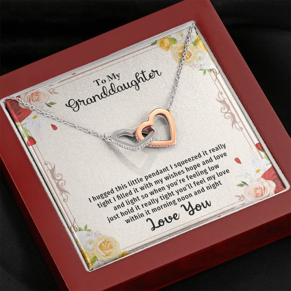 Granddaughter, I Hugged This Little Pendant, Interlocking Hearts Necklace