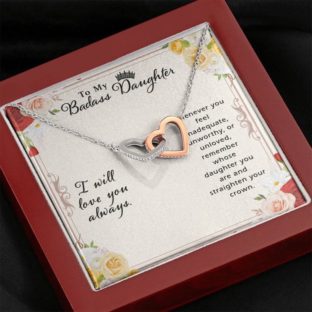 Badass Daughter, Interlocking Hearts Necklace