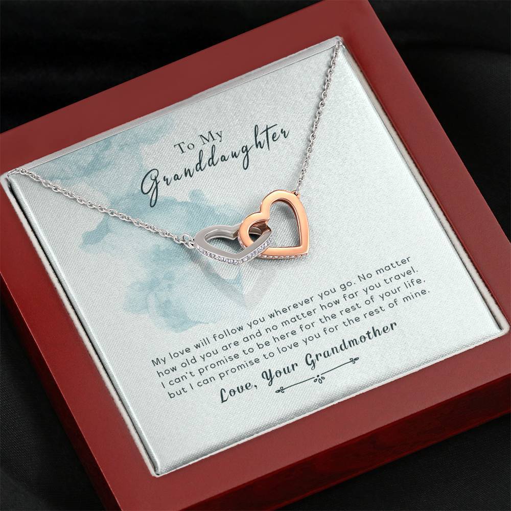 To My Granddaughter - Wherever You Go - Interlocking Hearts Necklace