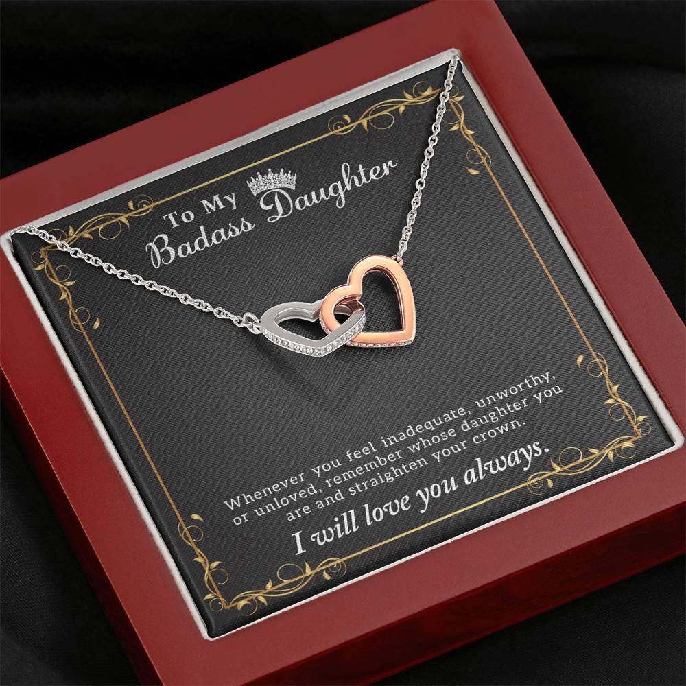 Badass Daughter, Interlocking Hearts Necklace