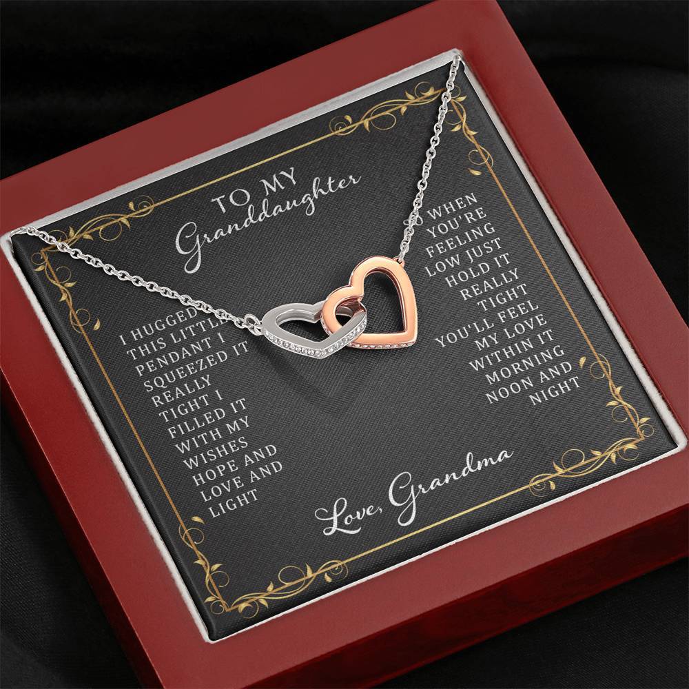 Granddaughter, I Hugged This Little Pendant, Interlocking Hearts Necklace