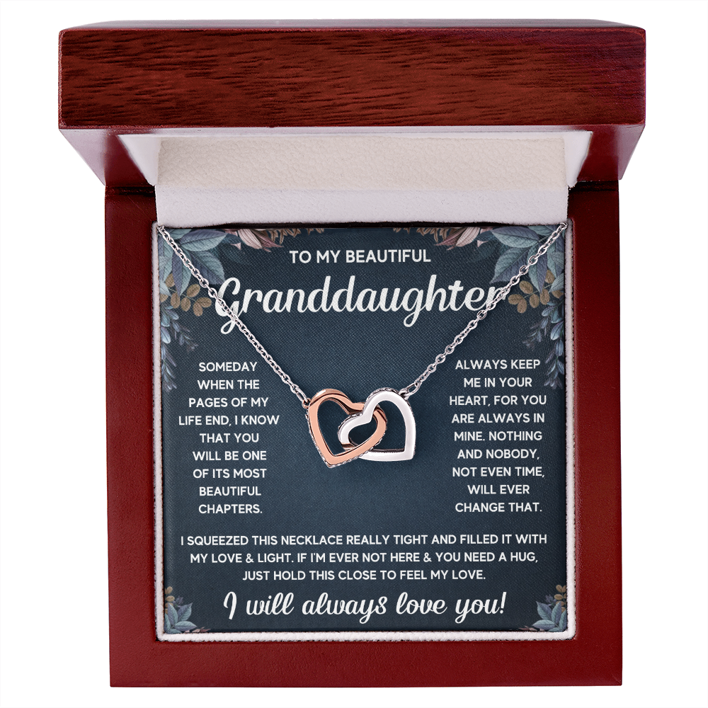 TO MY GRANDDAUGHTER SQUEEZED INTERLOCKING NECKLACE GIFT SET