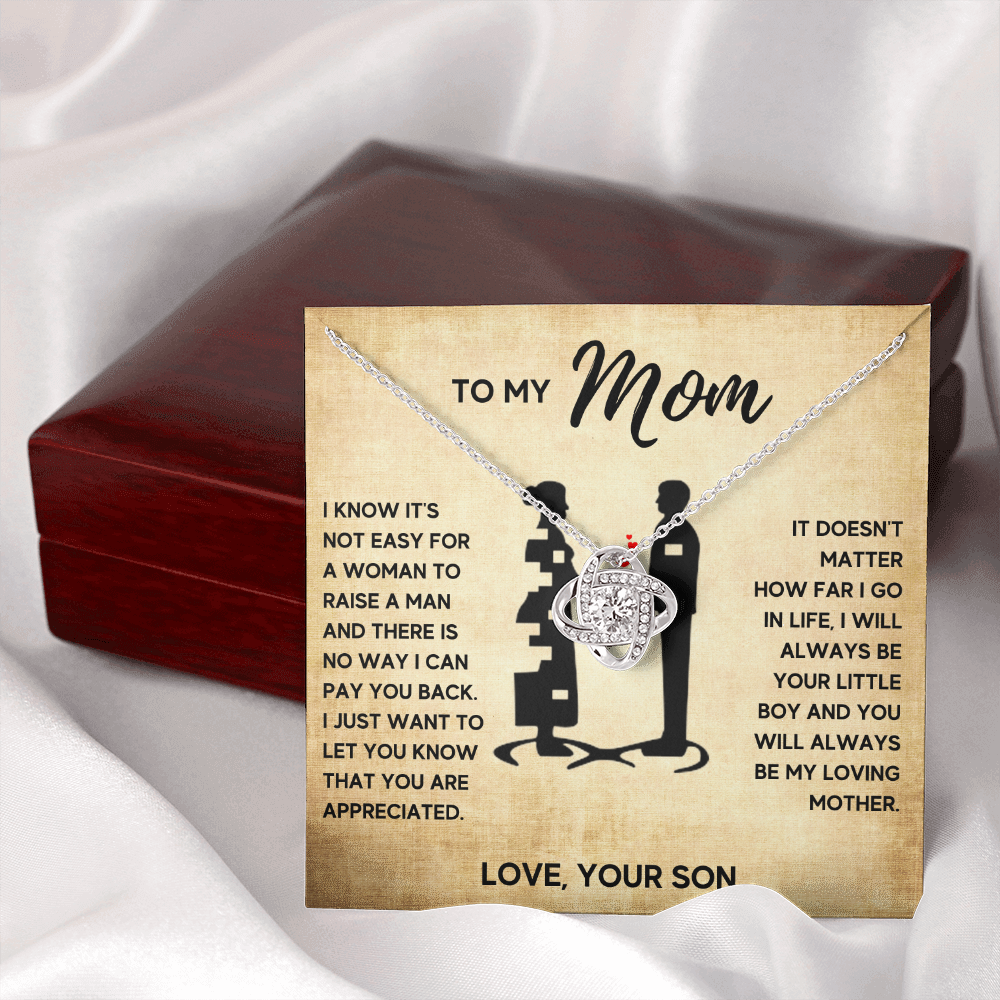 TO MY MOM LITTLE BOY LOVE KNOT NECKLACE GIFT SET