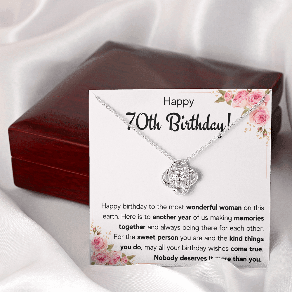 70TH BIRTHDAY MEMORIES LOVE KNOT NECKLACE GIFT SET