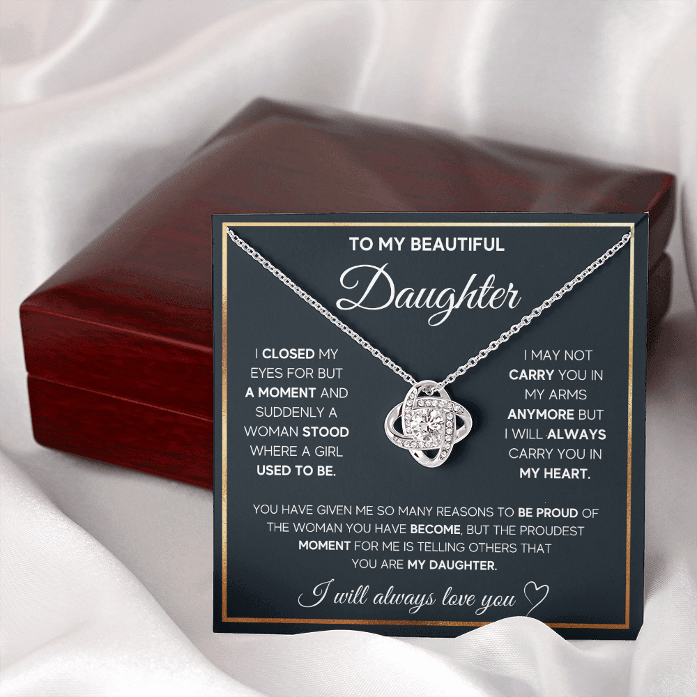 TO MY DAUGHTER PROUD LOVE KNOT NECKLACE GIFT SET