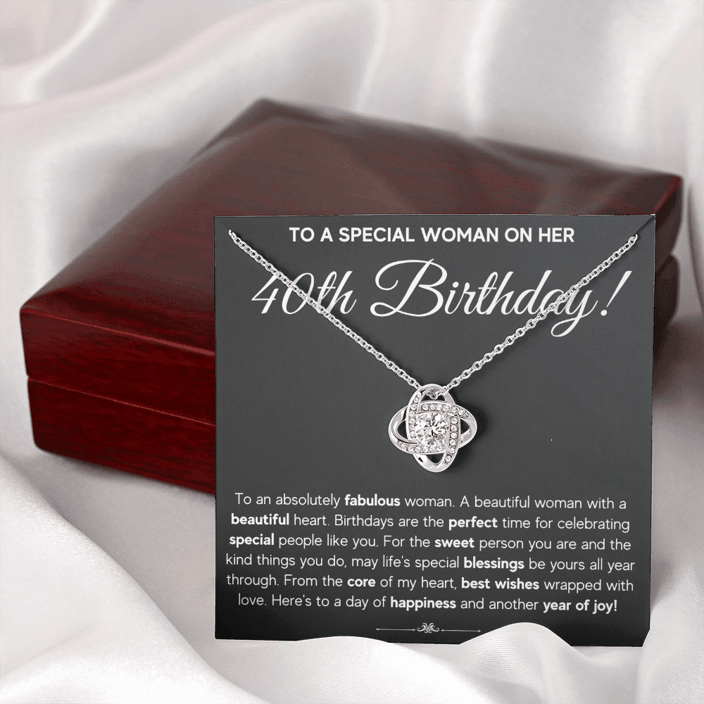 40TH BIRTHDAY FABULOUS LOVE KNOT NECKLACE GIFT SET
