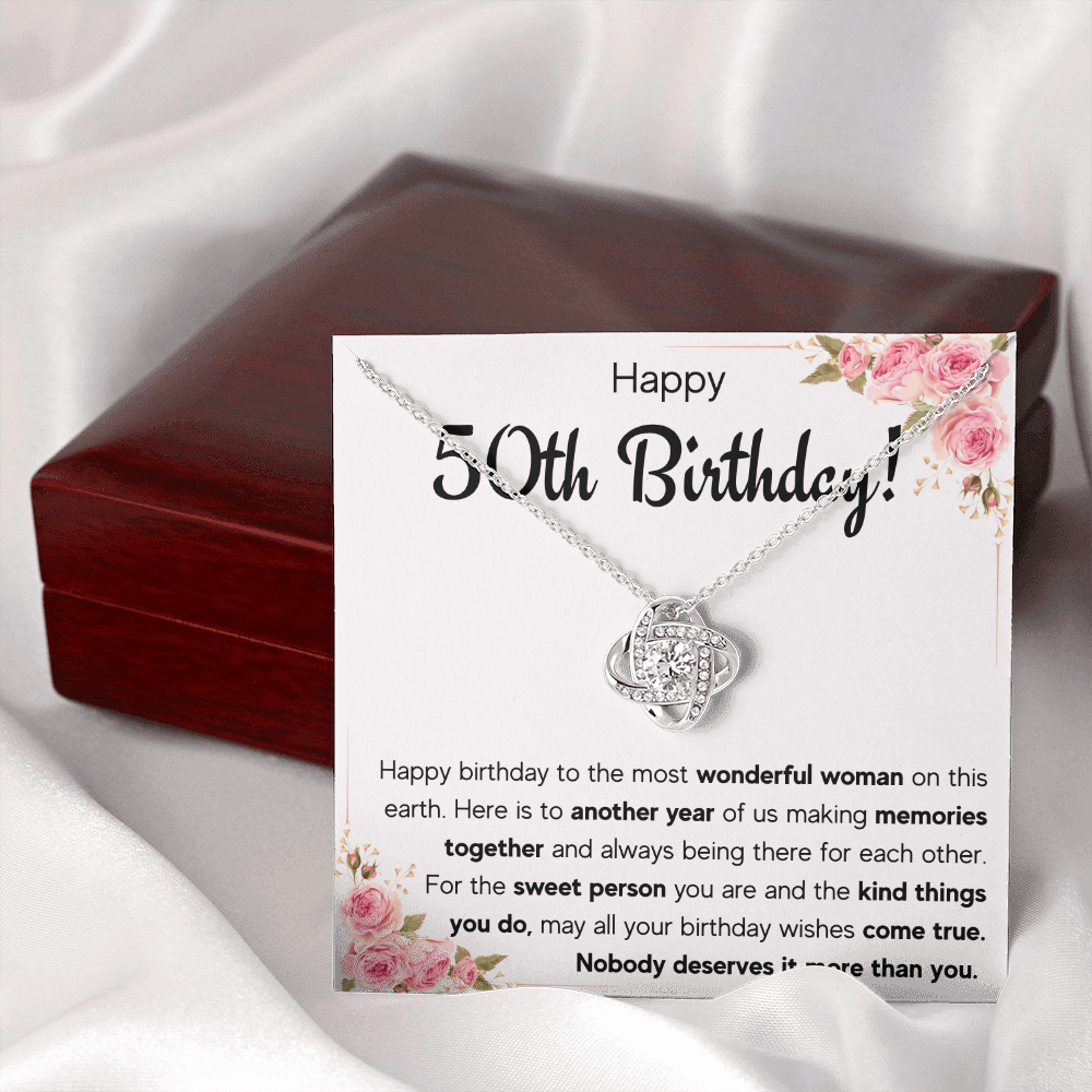 50TH BIRTHDAY MEMORIES LOVE KNOT NECKLACE GIFT SET