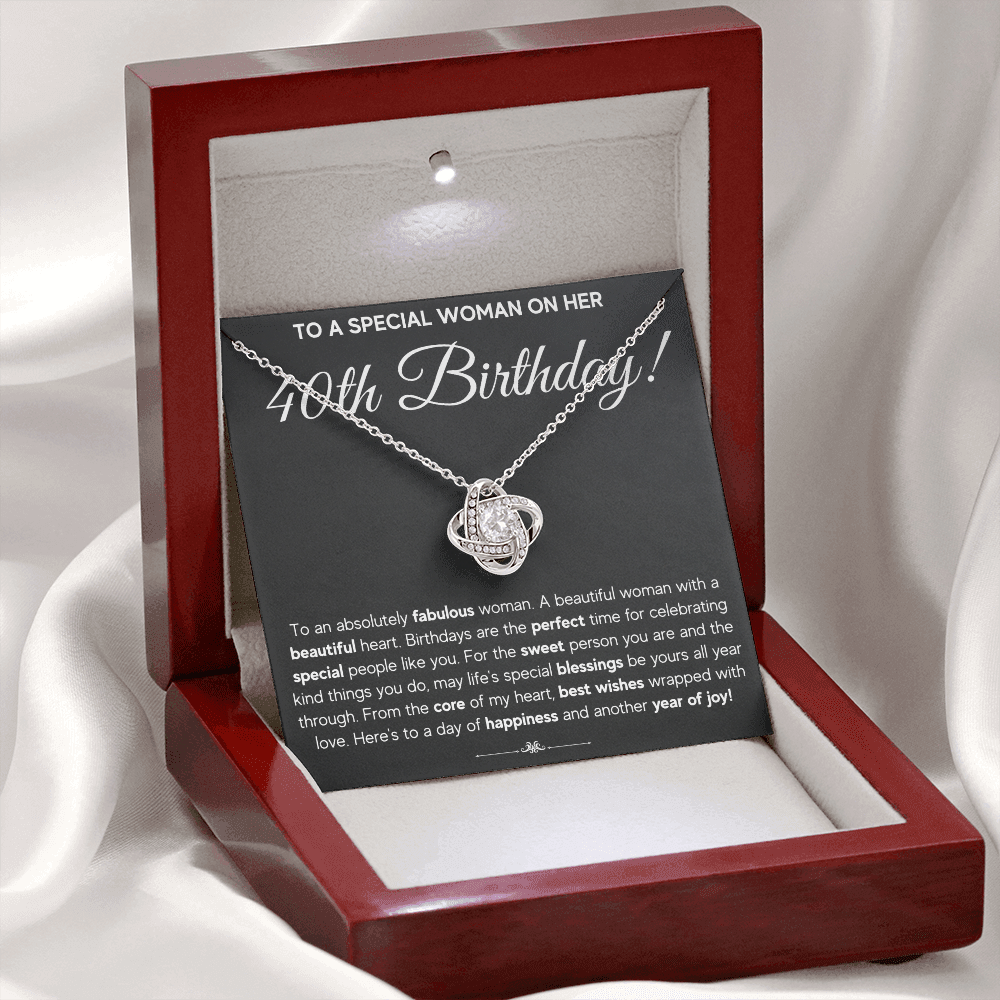 40TH BIRTHDAY FABULOUS LOVE KNOT NECKLACE GIFT SET