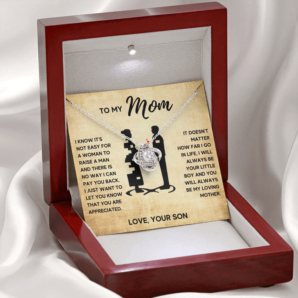 TO MY MOM LITTLE BOY LOVE KNOT NECKLACE GIFT SET