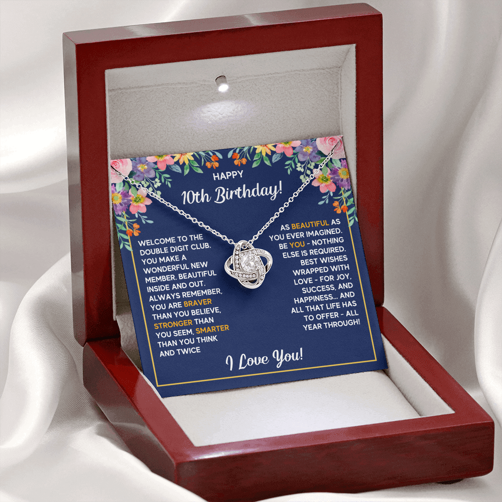 10TH BIRTHDAY LOVE KNOT NECKLACE GIFT SET