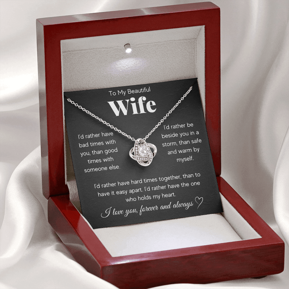 TO MY BEAUTIFUL WIFE RATHER LOVE KNOT NECKLACE GIFT SET