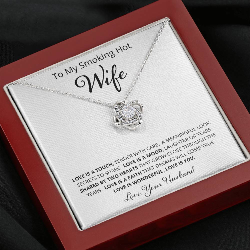 Wife, Love is a Touch, Love Knot Necklace