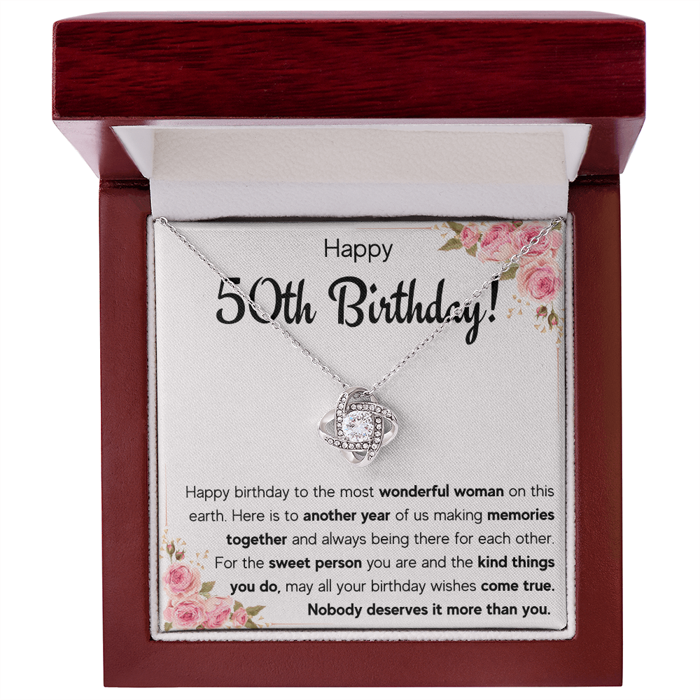 50TH BIRTHDAY MEMORIES LOVE KNOT NECKLACE GIFT SET